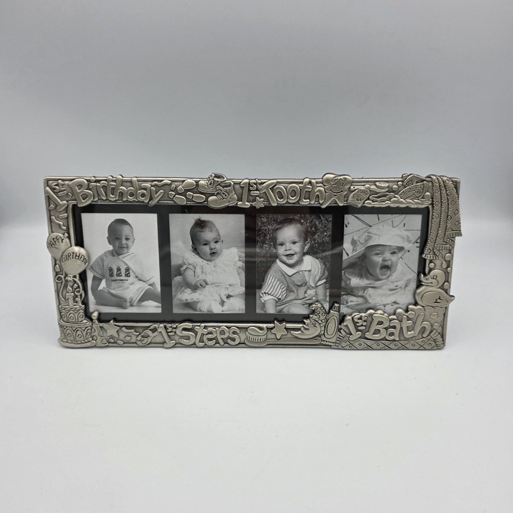 New Vtg 1997 Royal‎ Limited Silver Baby Panoramic Photo Picture Frame #121570